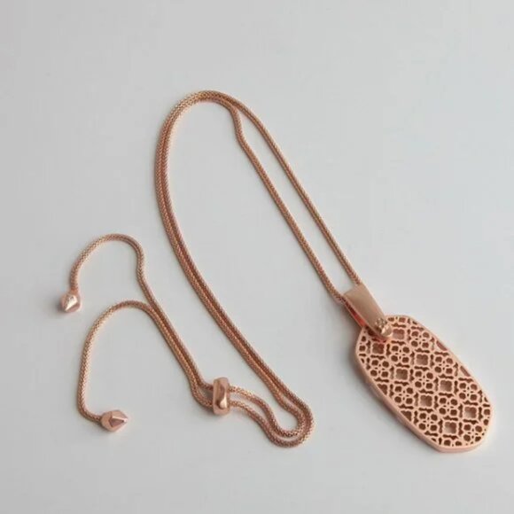 Kendra Scott Jewelry - Kendra Scott Metal Hollow Adjustable Long Necklace Chest Chain Rose Gold